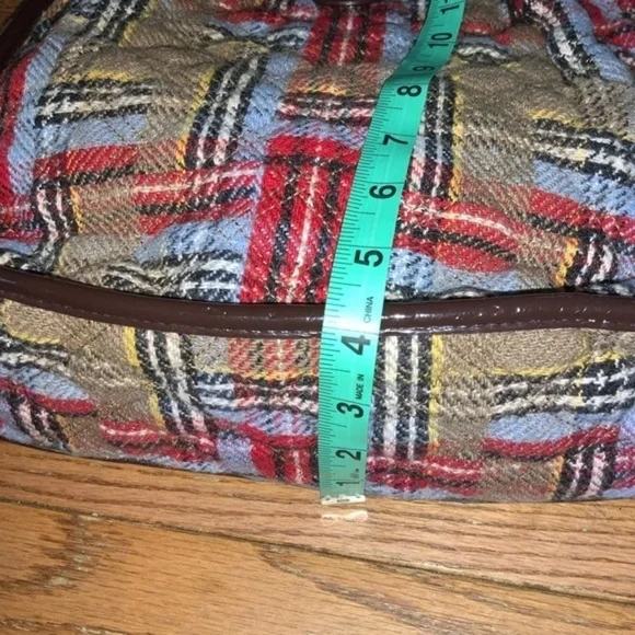 Vera Bradley Dual Strap Quilted Plaid Shoulder Bag Red, Blue, Tan - Picture 14 of 15